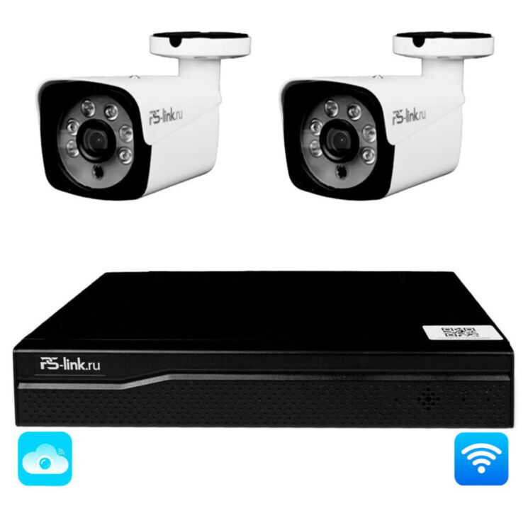 Комплект видеонаблюдения WIFI 5Мп KIT-W502TB беспроводной, 2 камеры для улицы, ночное видение, удаленный доступ