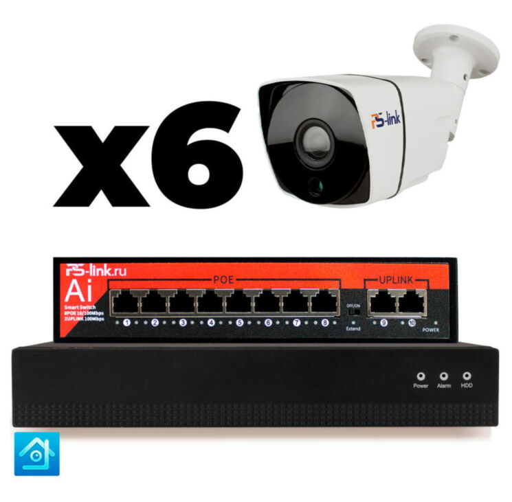Комплект видеонаблюдения IP 8Мп KIT-C806IP-PL 6 камер для улицы, программный датчик движения, удаленный доступ, ночное видение