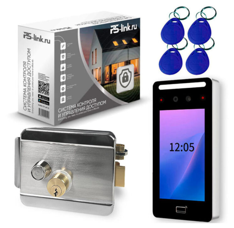 Комплект СКУД KIT-DT03EMT-SL на 1 дверь, биометрический терминал с распознаванием лиц, Wi-Fi, EM-Marine, электромеханический замок