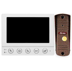 Комплект видеодомофона  PS-854KB Bronze с вызывной панелью, управление электрозамком, монитор 4" для квартиры, дома, дачи