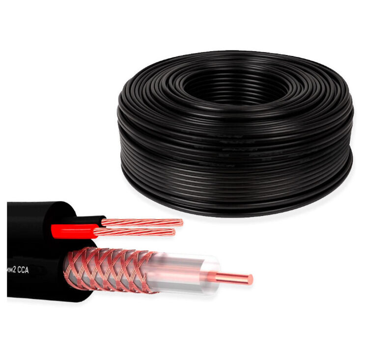 Кабель КВК RG-59 + 2 x 0.35 кв.мм. 90м. KVK-CCA-2035-90