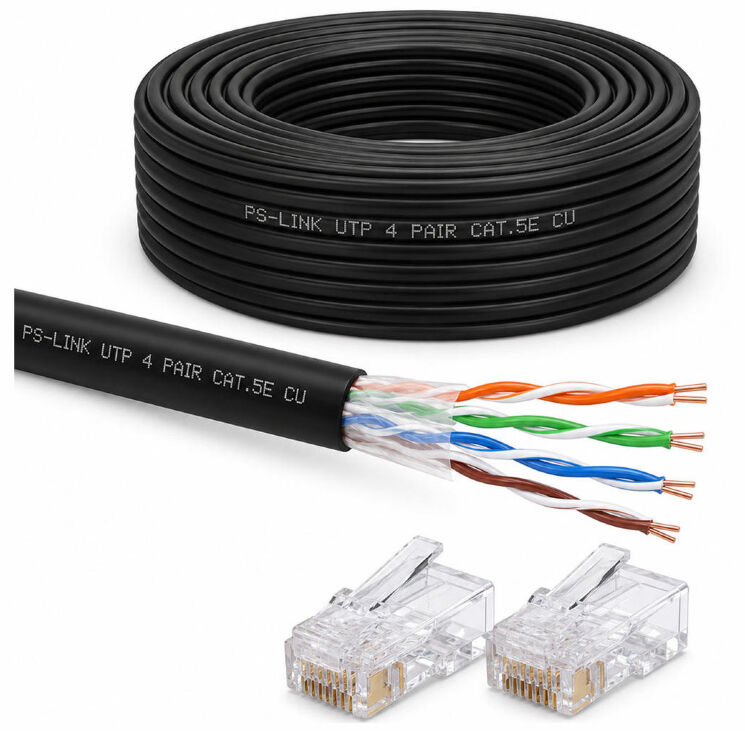 Кабель витая пара UTP4 cat.5E CU 90 метров UTP-CU90-OUT уличный