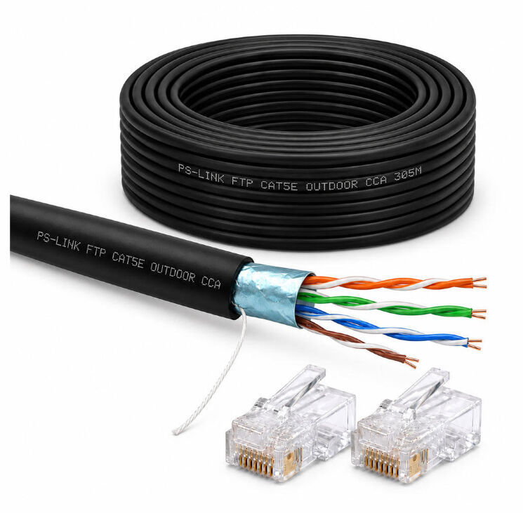 Кабель витая пара FTP4 cat.5E CCA 70 метров FTP-CCA70-OUT уличный
