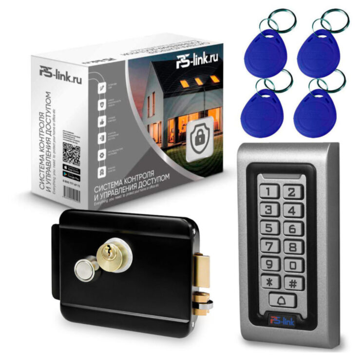 Система СКУД KIT-S601EM-WP-W-B на 1 дверь, кодовая панель, WIFI, 125кГц EM-Marine, замок черный