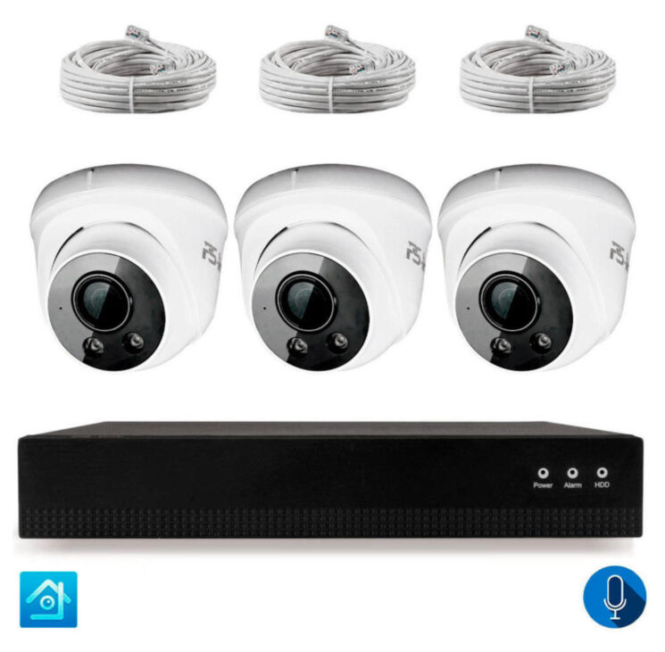 Комплект видеонаблюдения IP 5Мп KIT-A503IPM-POE 3 камеры 5Мп с микрофоном для помещения, питание PoE, ночная съёмка