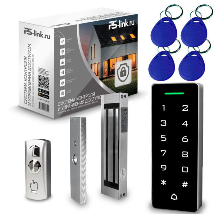 Система СКУД KIT-T1202EM-WP-W-180 электромагнитный замок 180 кг, панель WIFI сенсорная, 2000 карт, всепогодная